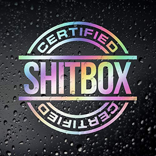 Lplop Cut Sticker Certified Shitbox Car Chrome Oil Slick Sticker Drift Stance Japanese Dub Rat Look Hot Rod - 6 Inches Vinyl Decal - Wall Car Laptop Tablet Vinyl Decal Sticker