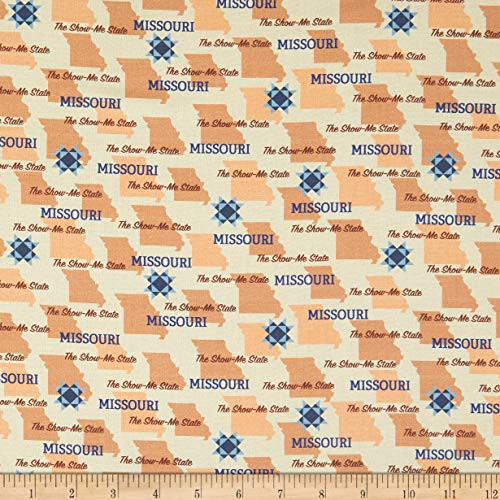 Whistler Studios State Pride Missouri Brown/Blue Fabric by The Yard