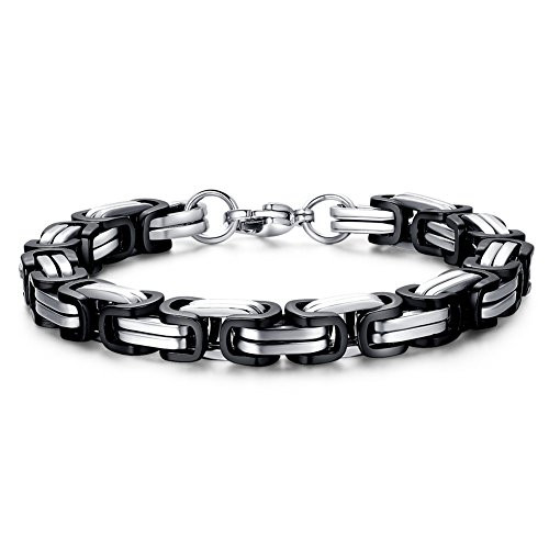 Men's Biker Motorcycle Chain Link Bracelet Stainless Steel Silver Polished Punk Heavy Metal Cuff Bangle