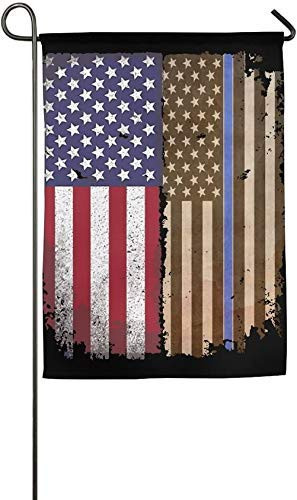 Crysss Thin Blue Line American Flag - Garden Decorative Demonstration Party Flag 12.5 X 18 Inchs