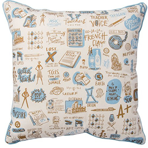 Primitives by Kathy Decorative Cotton Throw Pillow, 16-Inch Square, Teacher
