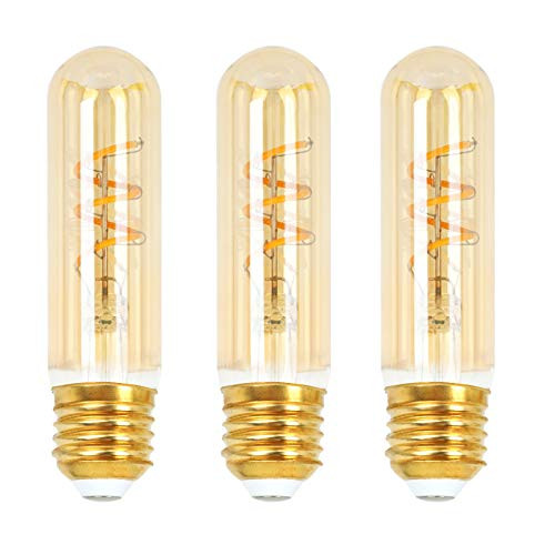 Tsunetani T10/T30 Dimmable 3W Tubular LED Bulb, Vintage Bulb 15 Watt Equivalent, 2200K Ultra Warm White E26 Medium Base, Edison Style Sprial Filament Light Bulb,150LM Amber Glass- 3PCS Amber Glass?