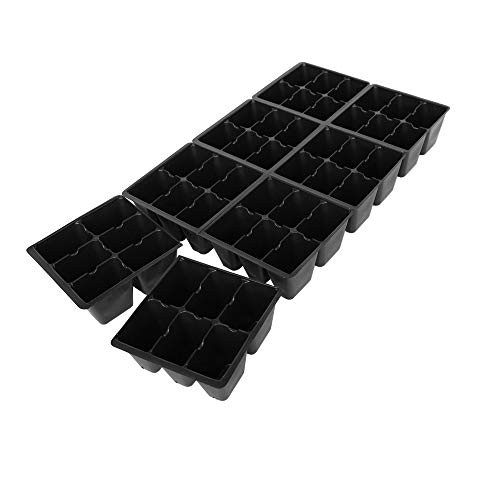 Handy Pantry Black Plastic Garden Tray Inserts - 5 Sheet of 48 Planting Pot Cells Each - 2x3 Nested x8 Configuration - Perforated - Nursery, Greenhouse, Gardening