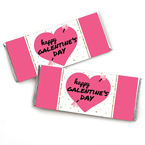 Big Dot of Happiness Be My Galentine - Candy Bar Wrapper Galentines and Valentines Day Party Favors - Set of 24