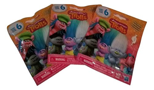 Set of 3 DreamWorks Trolls Surprise Mini Figure Series 6 Blind Bag - Each Package includes 1 Mini Figure