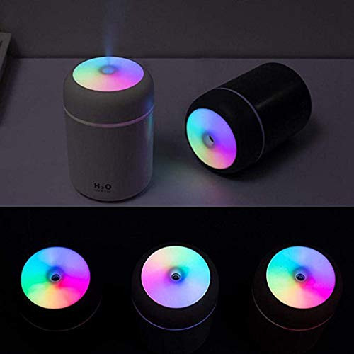 Mist Humidifier, Portable Mini Humidifier 300ml Cool Mist Humidifier with Night Light, Quiet Ultrasonic Mini Humidifiers for Bedroom Home Baby Office Car with Led Light Black