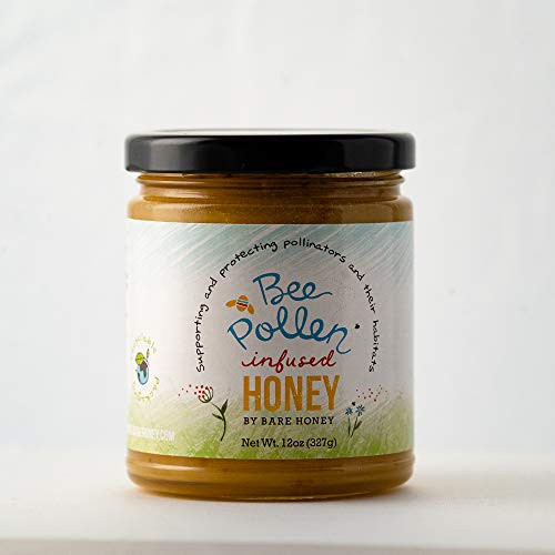 Bare Honey  Bee Pollen Infused Honey  12 oz Glass Jar Bare Honey  Bee Pollen Infused Honey  12 oz Glass Jar