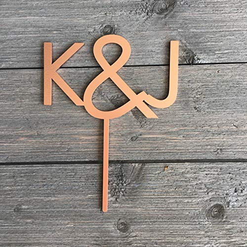 Fhdang Decor Initials Wedding Cake Topper 5inch  Inch Wide, Custom Initial Cake Topper, Couples Initials Laser Cut Modern Cake Toppers