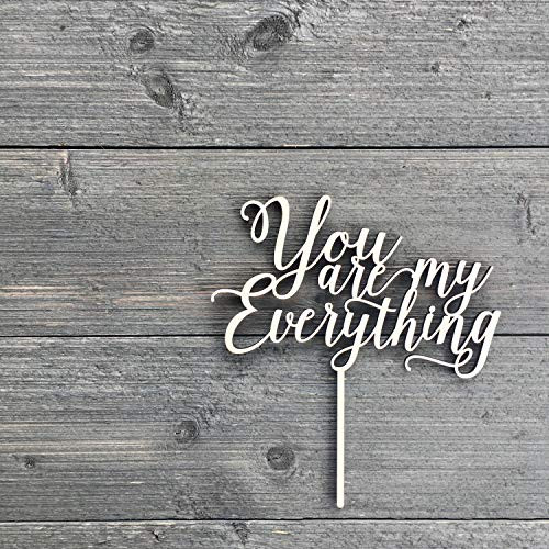 Fhdang Decor You are My Everything V2 Wedding Cake Topper 7inch  W Inch, Event Anniversary Topper Script Unique Laser Cut Cake Topper