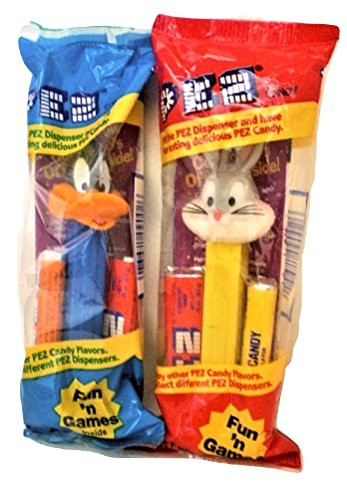 Pez Looney Tunes Classic Candy Dispensers  Daffy Duck and Bugs Bunny Set of 2 Adversary Set