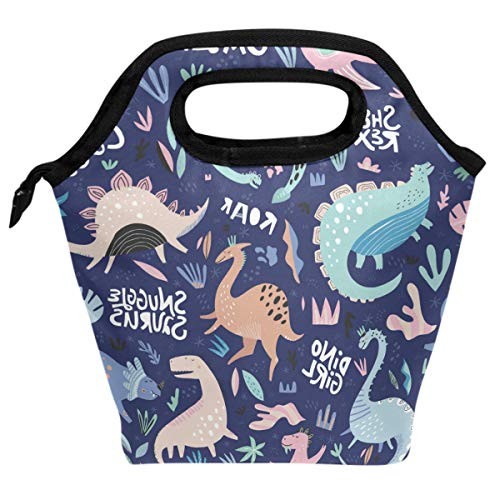 Lunch Bag Box Animal Cute Dinosaur Reusable Insulated Cooler Tote Bag for Women Kids Grils Lunchboxes Meal Prep Handbag for School Picnic Office