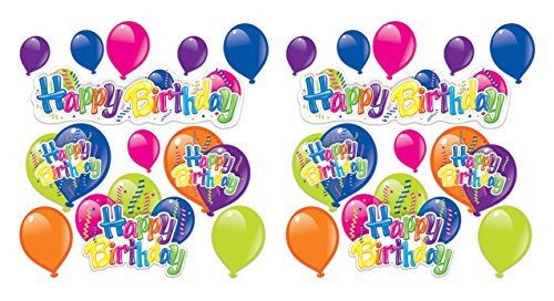 Beistle 53364 24 Piece Happy Birthday Cutouts, 5"-24½ , Multicolored