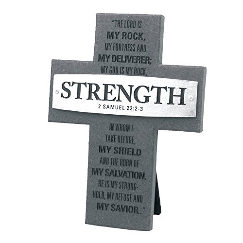 Lighthouse Christian Products Badge of Faith Strength Wall/Desktop Cross, 4 3/4 x 6 3/8"