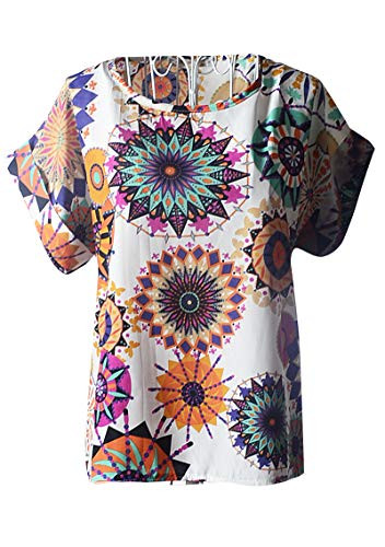 YMING Womens Casual Blouse Chiffon Shirt Juniors Work Shirt Short Sleeve Blouse L