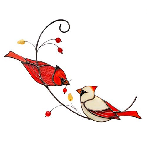 lzndeal Red Cardinal Stained Glass Bird Pair of Cardinal Bird Stained Glass Ornament Window Hanging Ornament Decoration lzndeal Red Cardinal Stained Glass Bird Pair of Cardinal Bird Stained Glass Ornament Window Hanging Ornament Decoration