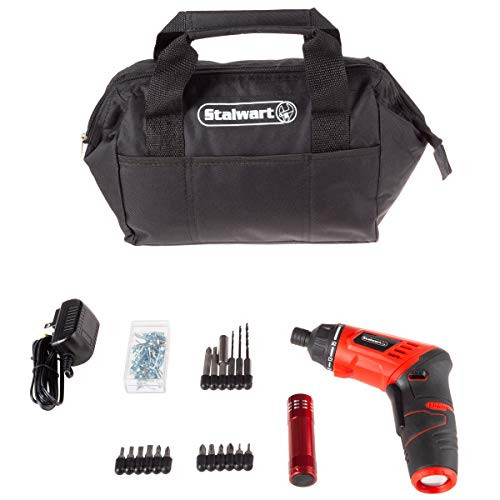 Stalwart 3.6V Cordless Drill with Rechargeable Lithium Ion Battery  and  101Piece Accessory Set - Portable Power Tool with Bits, Drivers  and  Bag