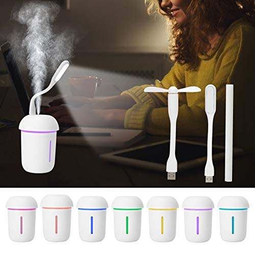 Air Humidifier, 200ml Portable USB Air Humidifier USB Plug Aroma Oil Diffuser Quiet Negative Ion Mushroom Mist Maker Mist Humidifier Diffuser For Home Bedroom office carWhite