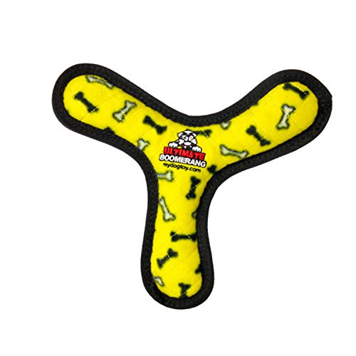 TUFFY Ultimate Boomerang, Durable Dog Toy Regular, Yellow Bone