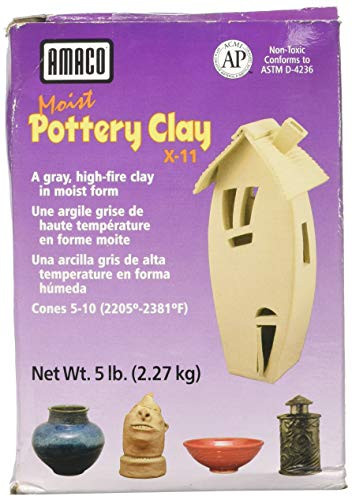 AMACO X-11 Moist Pottery Clay, 5-Pound, Grey