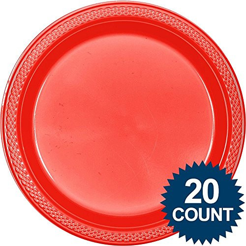 Apple Red Round Plastic Plates, 20 Ct.  Party Tableware