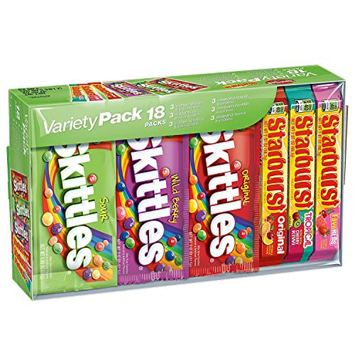 SKITTLES  and  STARBURST Full Size Variety Mix for Christmas Candy Gifts  and  Stocking Stuffers, 18 Count
