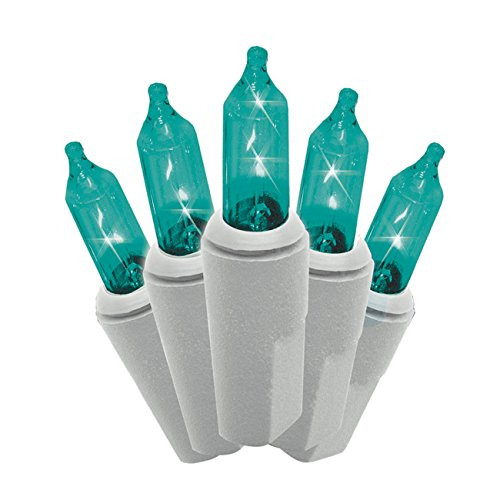 Brite Star 100 Count Mini String to String Lights, White Wire, Teal