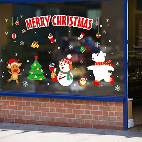 Zeiwohndc Merry Christmas Wall Stickers Window Glass Festival Wall Decals Santa Murals New Year Christmas Decorations for Home Decor