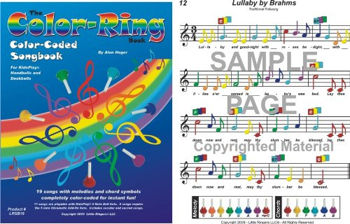 Color-Ring Color-Coded Songbook for Handbells and Deskbells by Alan Hager - 19 songs