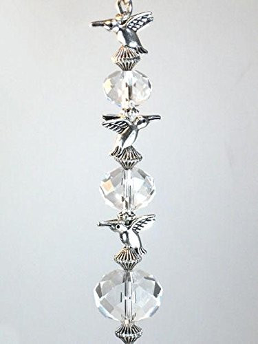 Sweet Little Silvery Hummingbirds  and  Crystal Clear Glass Ceiling Fan Pull Chain