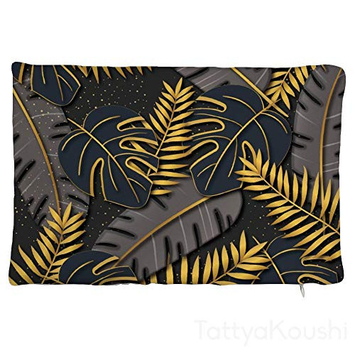 TattyaKoushi Velvet Throw Pillow Cover Pillowcase Golden Tropical Tree Cushion Case Home Decor for Couch and Bed 12x16 Inch New Home Gifts