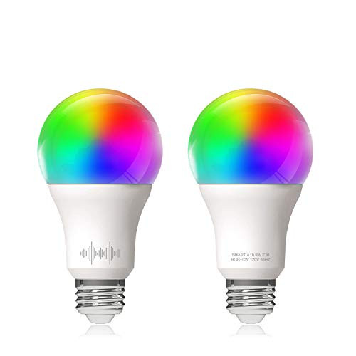 Helloify A19 Smart WiFi LED Light Bulbs, RGBCW Multi-Color Changing, Warm to Cool White Dimmable, Work with Alexa  and  Google Home No Hub, 60W Equivalent E26, RGBplus 2700K-6500K, 2 Count