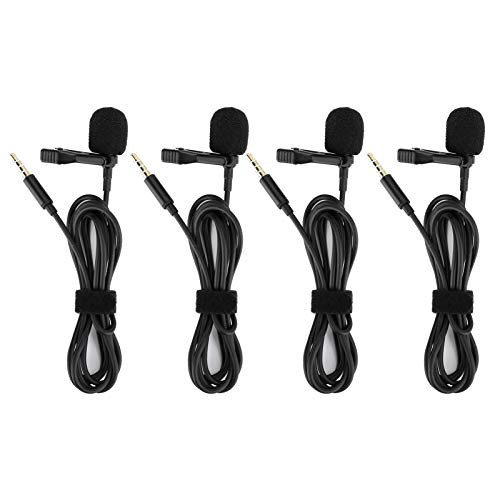 Velaurs Lavalier Lapel Microphone, Mini Clip On Mic, 1.5M Cable Microphone, Lavalier Microphone, Wired Microphone Mobile Phone Recording Equipment for School Office3.5mm Interface