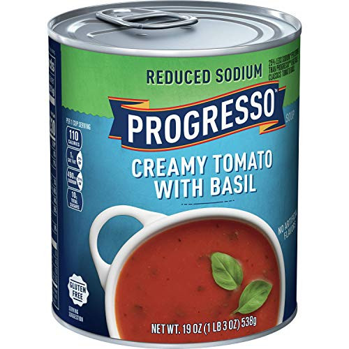 Progresso Reduced Sodium, Creamy Tomato Basil Soup, Gluten Free, 6 Cans, 19 oz