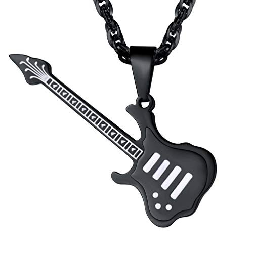 PROSTEEL Guitar Necklace Black Pendant and Chain Gifts for Musicians Guitar Player Guitar Charm Music Lover Men Jewelry Cool PROSTEEL Guitar Necklace Black Pendant and Chain Gifts for Musicians Guitar Player Guitar Charm Music Lover Men Jewelry Cool