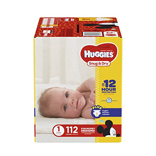 HUGGIES Snug & Dry Diapers, Size 1, 112 Count, BIG PACK (Packaging May Vary)