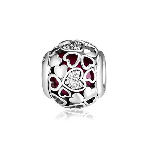 CKK Encased in Love Charm Fit for Pandora Bead Bracelet 100 percent 925 Sterling Silver Bead DIY Women Jewelry Gift, Valentine's Day Pink CKK Encased in Love Charm Fit for Pandora Bead Bracelet 100 percent 925 Sterling Silver Bead DIY Women Jewelry Gift, Valentine's Day Pink