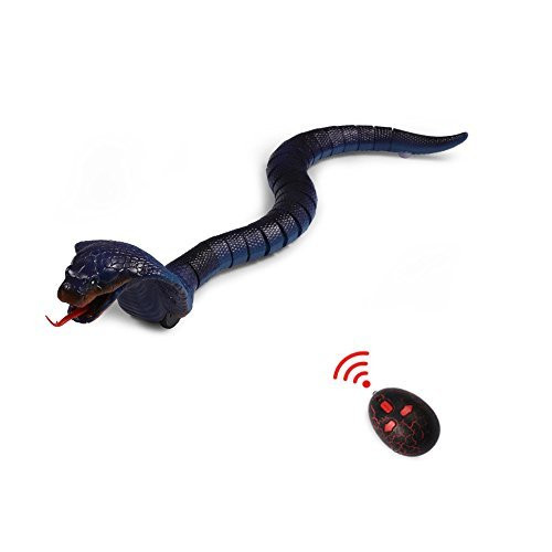 17'' Remote Control Snake Toy Fake Infrared RC Cobra Prank Toy Joke Scary Trick Snake Toy Blue