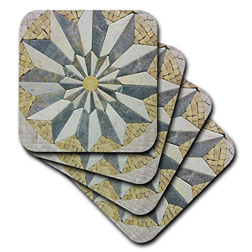 3dRose Pale Gray and Yellow Starburst Mosaic - Soft Coasters, Set of 8 (CST_35008_2)