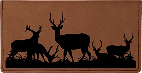 Grazing Deer Laser Engraved Leatherette Checkbook Cover Grazing Deer Laser Engraved Leatherette Checkbook Cover