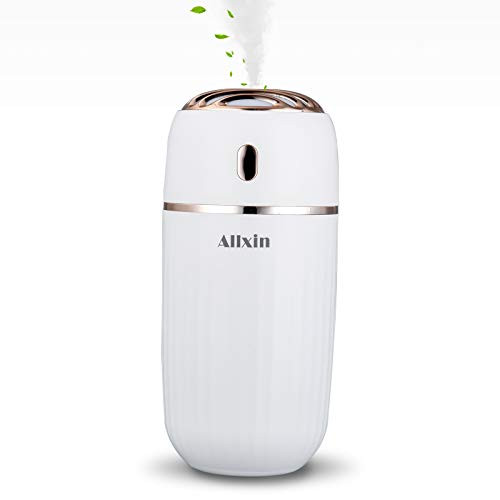 Portable Mini Cool Mist Humidifier, USB Desktop Humidifier for Office, Baby Bedroom, Car, Plants, Auto Shut-Off  and  Night Light 300ml Quiet Small Humidifiers White