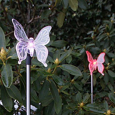 Set of 2 Garden Color Changing Solar Butterfly Stake Lights