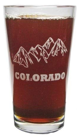 Colorado Mountains Engraved Beer Pint Glass - 16 oz - Permanently Etched - Fun  and  Unique Gift