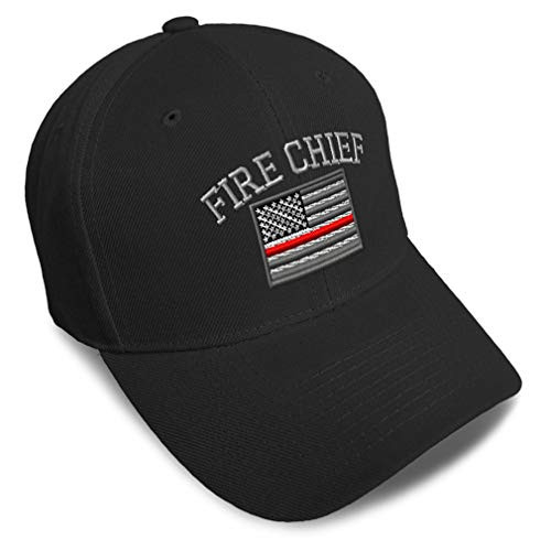 Speedy Pros Baseball Cap Firefighter Fireman Chief Embroidery Acrylic Dad Hats for Men  and  Women Strap Closure Black