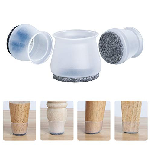 Upgrade Chair Leg Floor Protectors, 20 pcs Transparent Silicone Felt Bottom Chair Leg Covers, Furniture Feet Pads for Hardwood Floors, Stool Table Leg Protector Caps to Prevent Scratches Noise Upgrade Chair Leg Floor Protectors, 20 pcs Transparent Silicone Felt Bottom Chair Leg Covers, Furniture Feet Pads for Hardwood Floors, Stool Table Leg Protector Caps to Prevent Scratches Noise