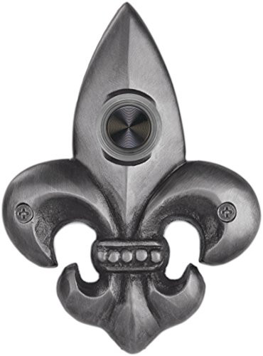 Waterwood Solid Brass Small Fleur De Lis Doorbell in Pewter