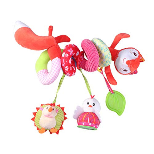 NUOBESTY Car Seat Toys Baby Activity Spiral Plush Stroller Bar Toy Accessories Crib Toys with Bells Hanging Rattle Toy for Infant Toddlers Baby