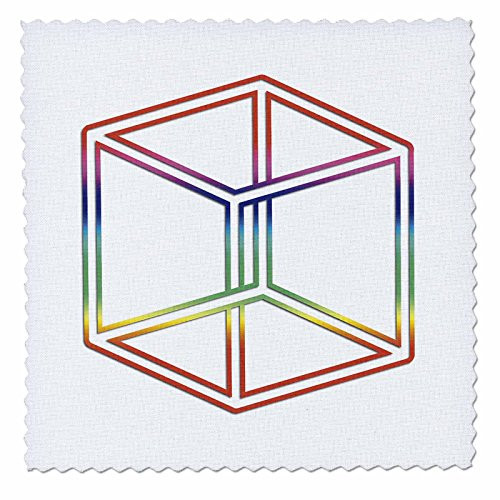 3dRose qs_24271_1 Escher s Impossible Cube Glowing on White Background Quilt Square, 10 by 10-Inch