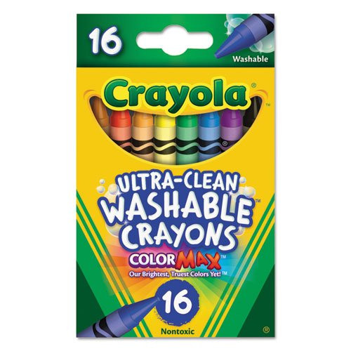 Ultra-Clean Washable Crayons, Regular, 8 Colors, 16/Box Ultra-Clean Washable Crayons, Regular, 8 Colors, 16/Box