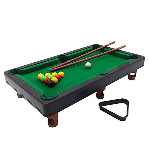 Kasachoy Mini Pool Table, Small Billiards Game Fun Parent-Child Interactive Desktop Billiards Set with 16 Resin Balls, 2 Pool Cues, Triangle Rack, Travel-Friendly/Office Desk Games for Kids Adults