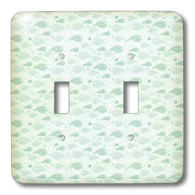 3dRose lsp_38952_2 Double Toggle Switch with Cute Seafoam Green Baby Whales